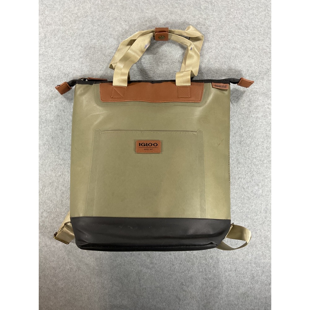 Igloo MaxCold Insulated Backpack Tote Cooler Bag Olive Green Brown 15in